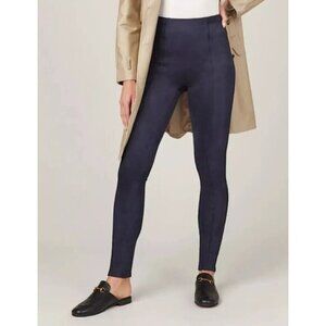 Spanx Women's Faux Suede Leggings Classic Navy Blue High Rise Ankle Size XS NEW